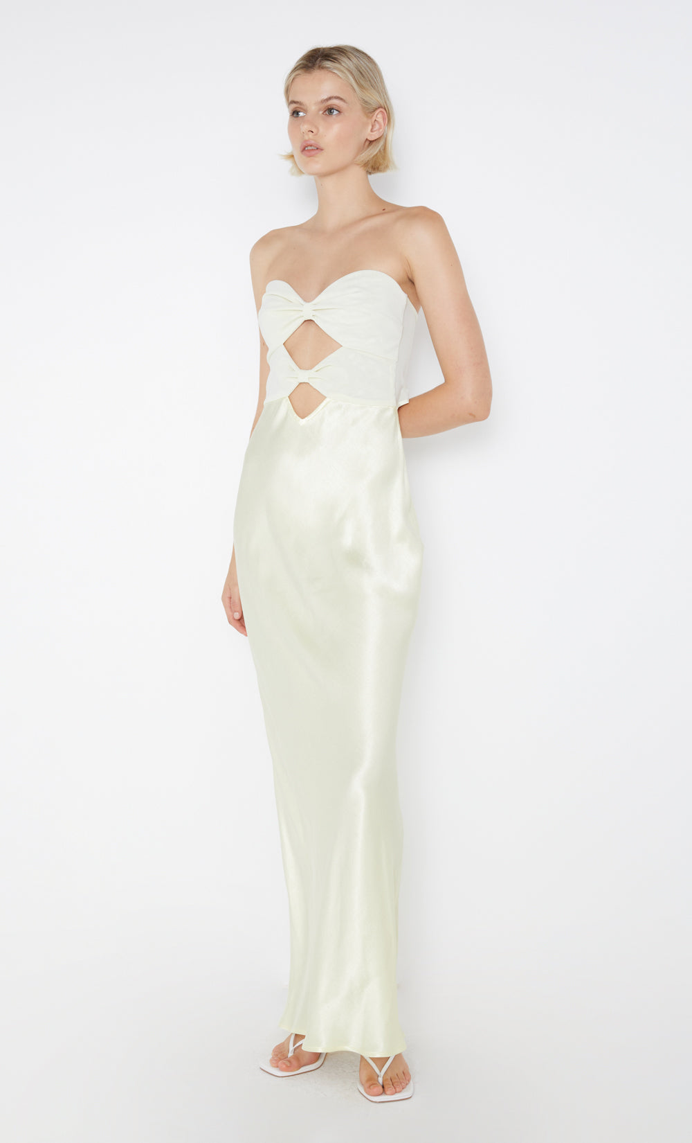 HALLE STRAPLESS DRESS - ICE YELLOW