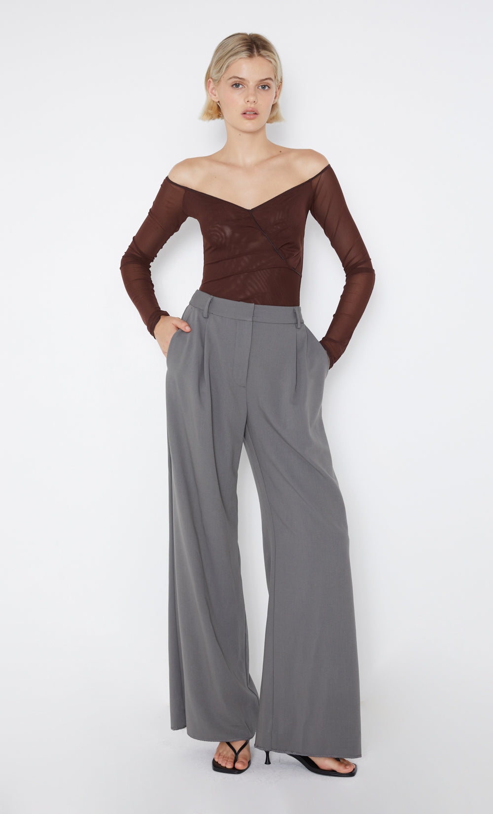 ISADORA LONG SLEEVE TOP - CHOCOLATE/BLACK