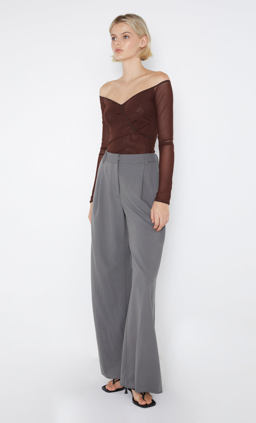 ISADORA LONG SLEEVE TOP - CHOCOLATE/BLACK