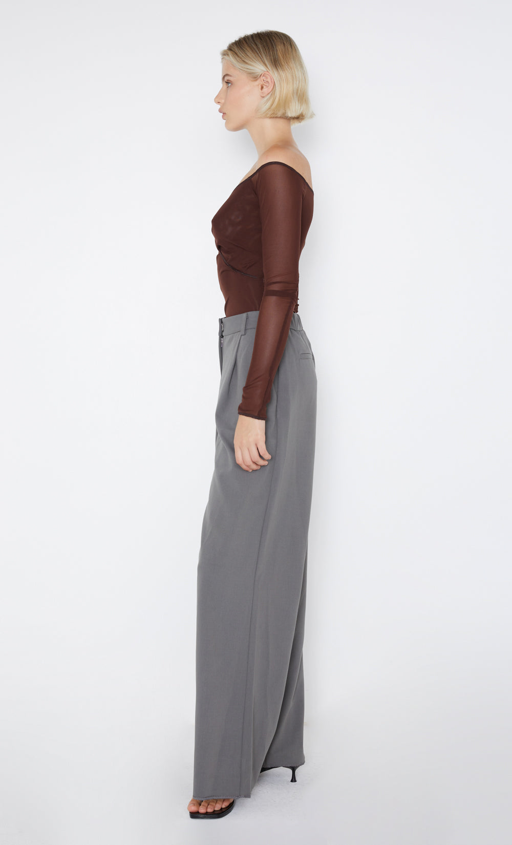 ISADORA LONG SLEEVE TOP - CHOCOLATE/BLACK