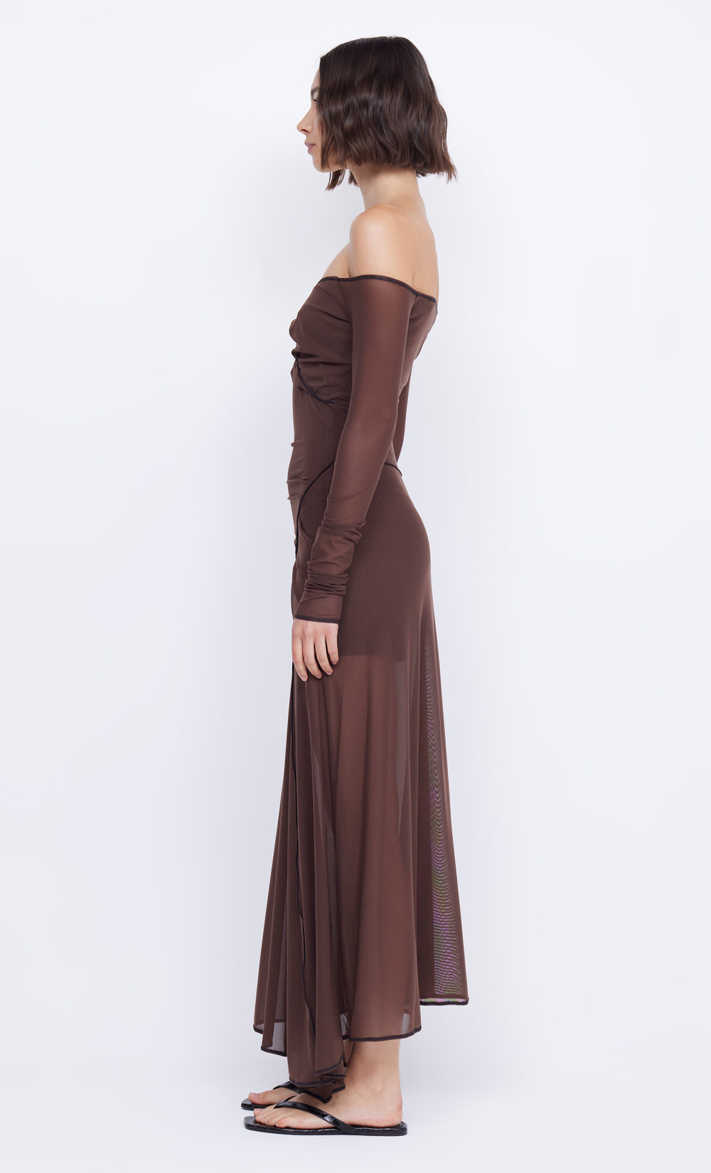 ISADORA LONG SLEEVE DRESS - CHOCOLATE/BLACK