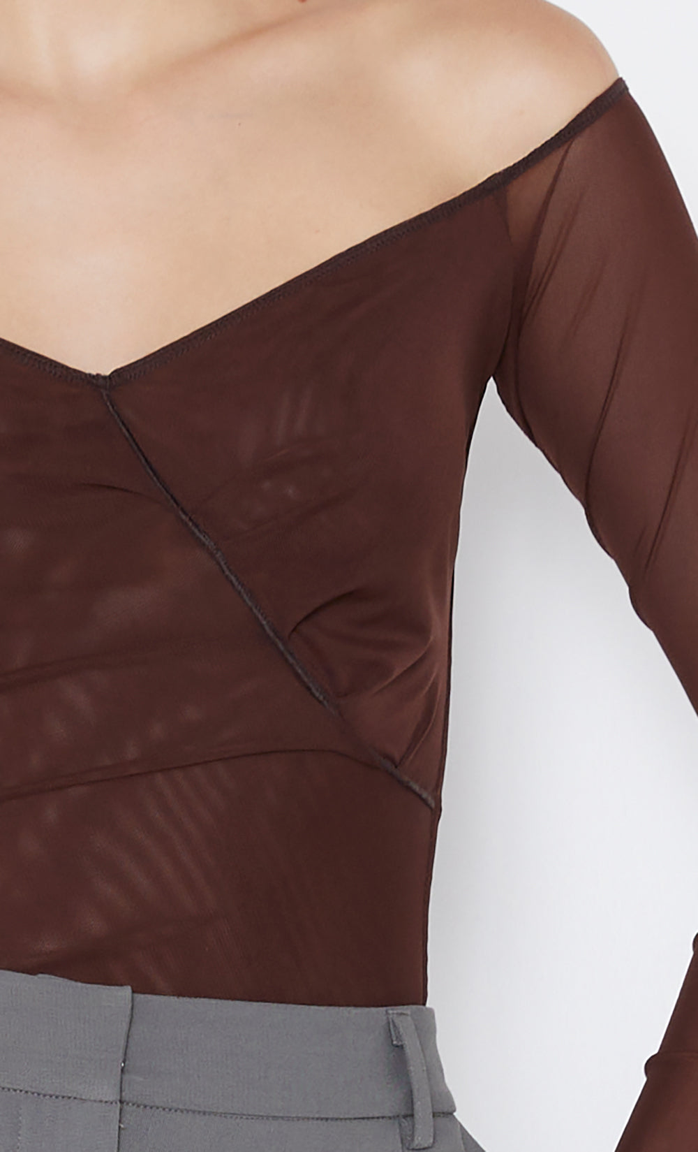 ISADORA LONG SLEEVE TOP - CHOCOLATE/BLACK