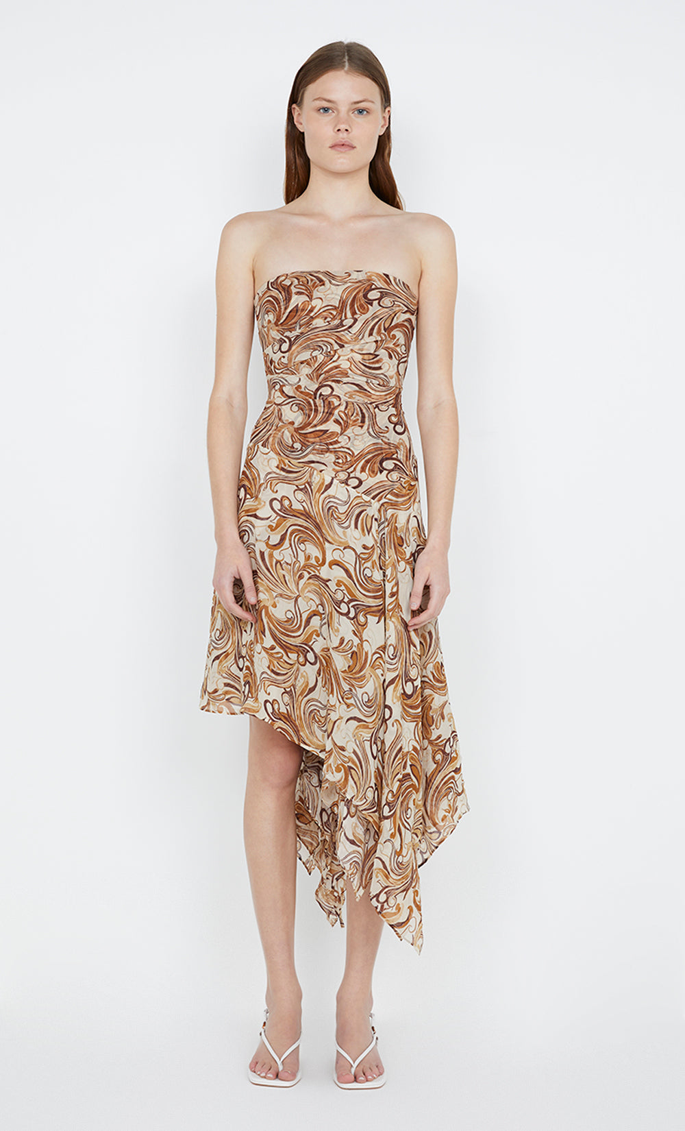 JOCELYN STRAPLESS DRESS - CREAM SWIRL