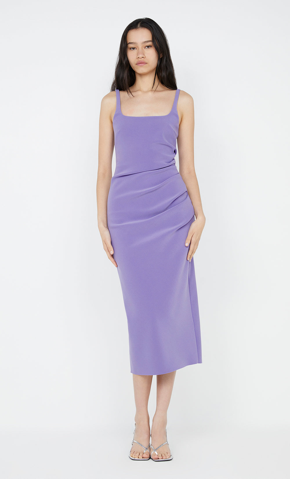 KARINA TUCK MIDI DRESS - GRAPE