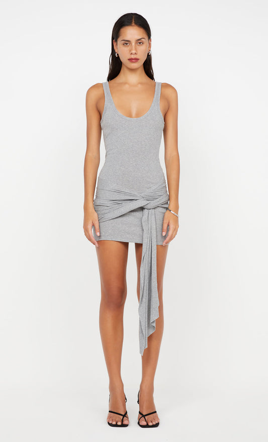 KODY RIB MINI DRESS - GREY MARLE