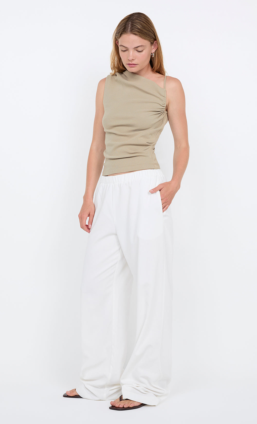 LEILA ASYM TANK - TAUPE