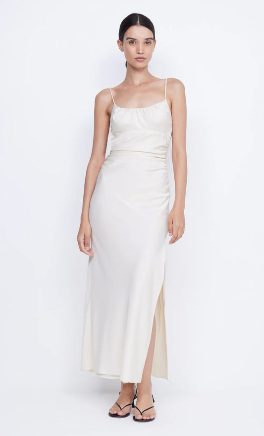 MARI LOU GATHERED MAXI DRESS - CREAM