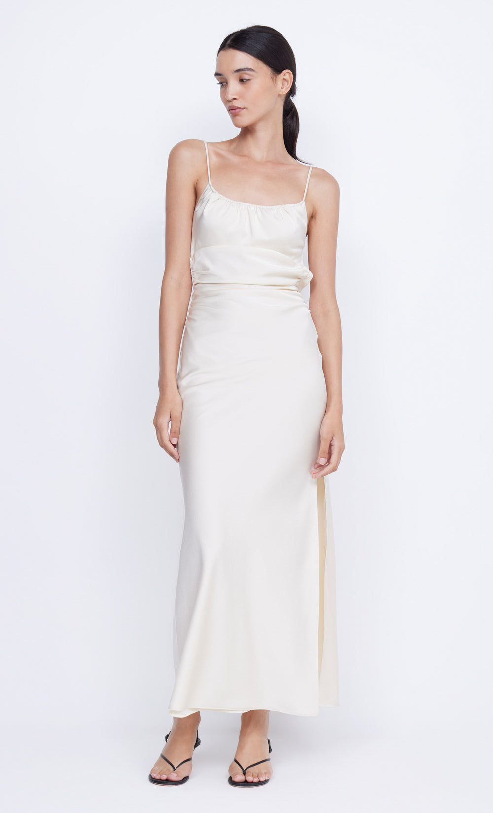 MARI LOU GATHERED MAXI DRESS - CREAM