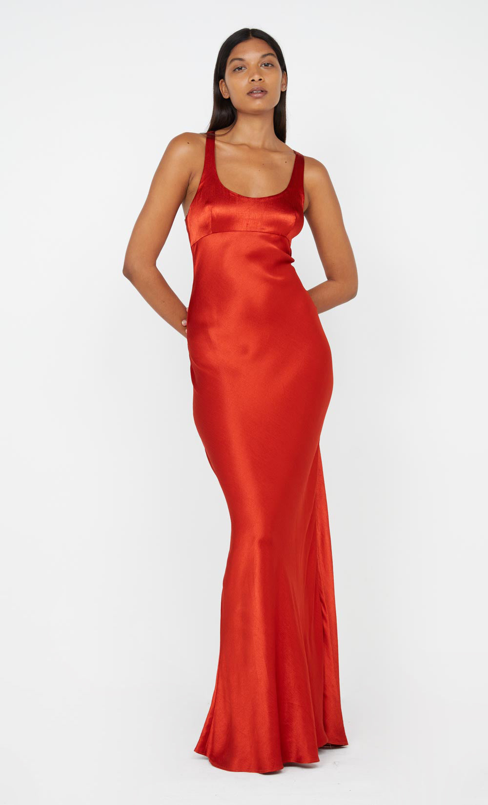 MAXINA CROSSOVER DRESS - CRIMSON