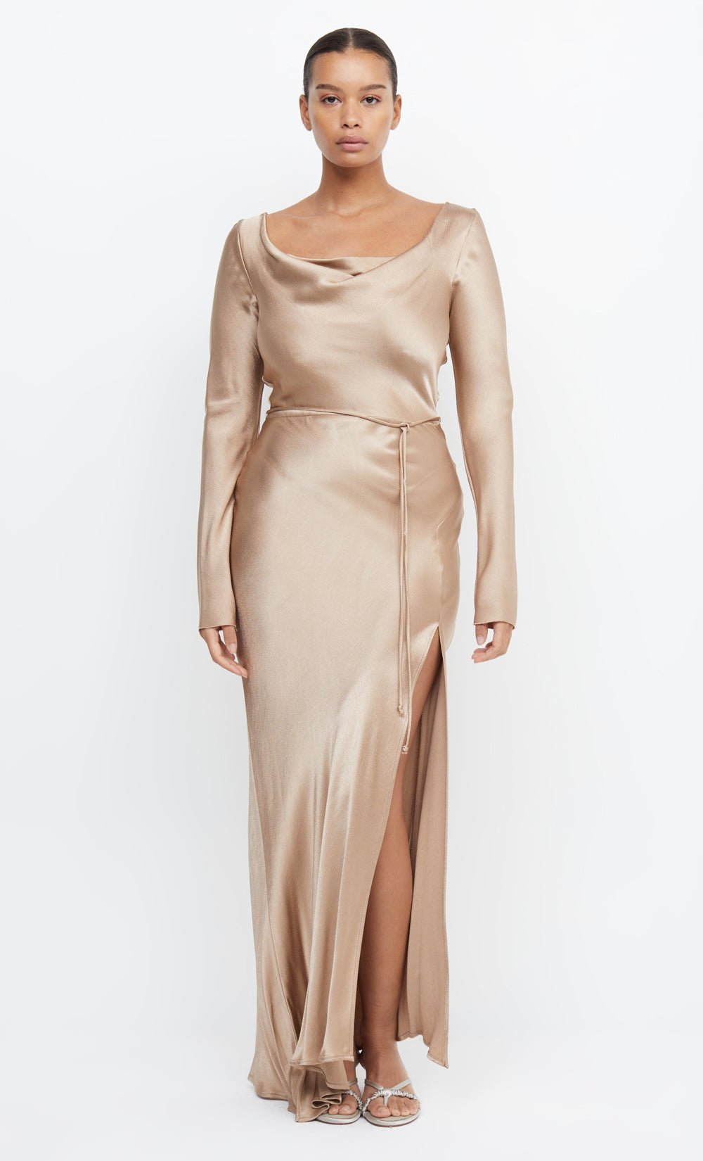 MOON DANCE LONG SLEEVE MAXI DRESS - GOLDEN