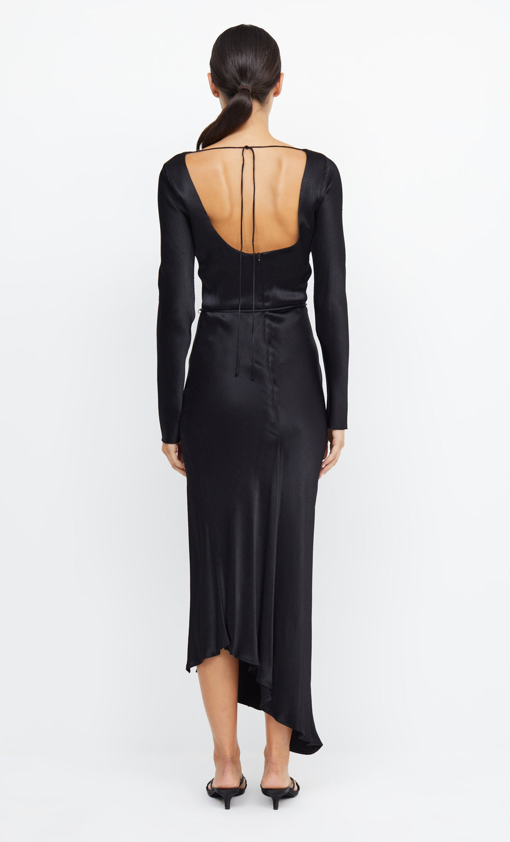 MOON DANCE LONG SLEEVE MAXI DRESS - BLACK