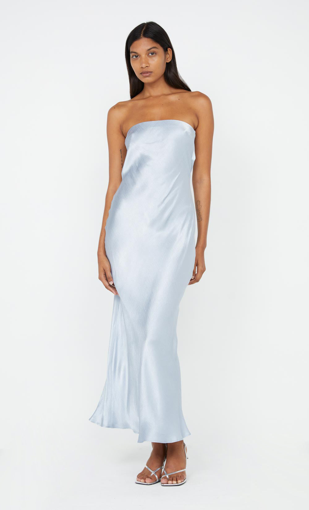 MOON DANCE STRAPLESS DRESS - DUSTY BLUE