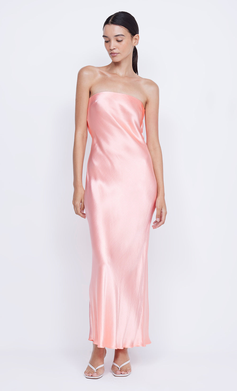 MOON DANCE STRAPLESS DRESS - CORAL