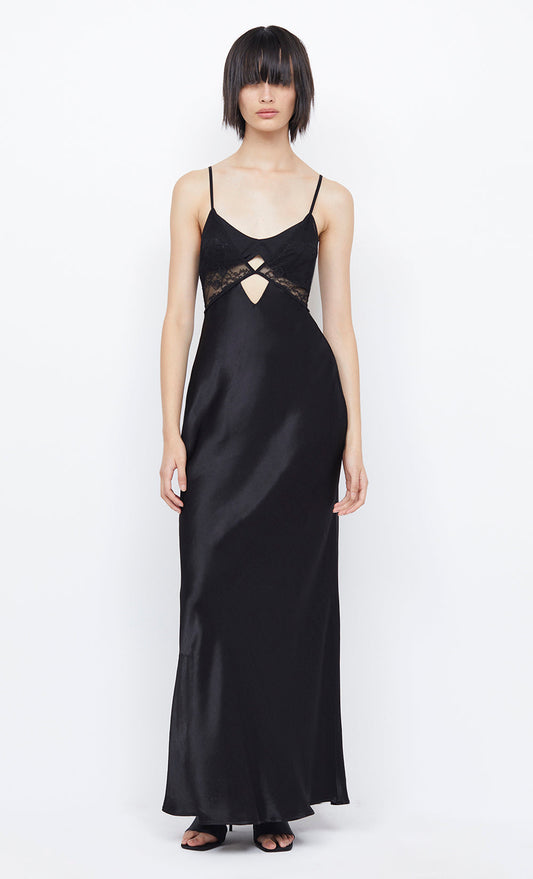 NORA LAYERED MAXI DRESS - BLACK