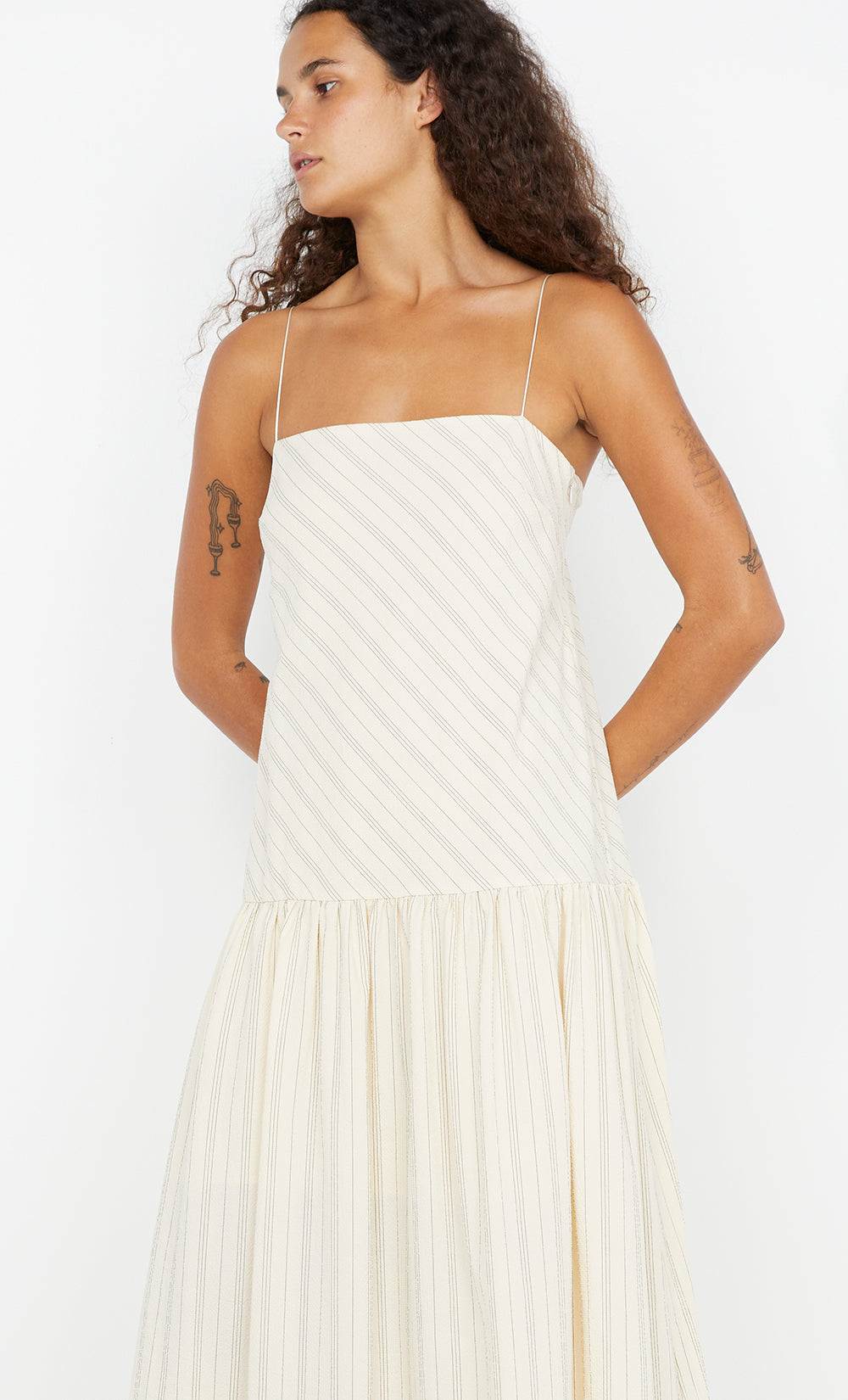 PEYSON MAXI DRESS - CREAM/BLACK STRIPE