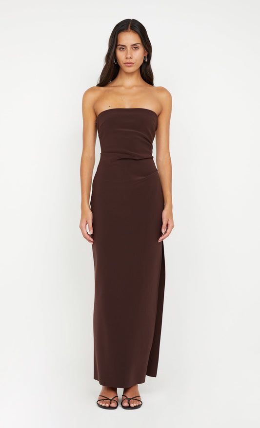 REINA STRAPLESS MAXI DRESS - DARK CHOCOLATE