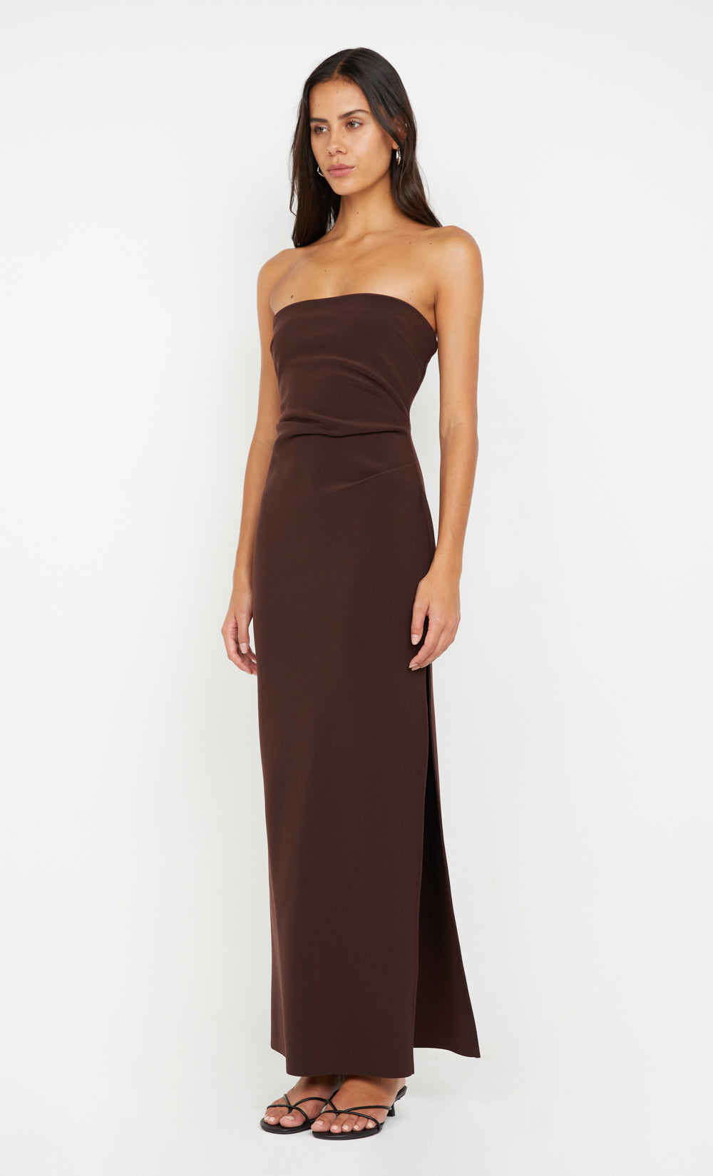 REINA STRAPLESS MAXI DRESS - DARK CHOCOLATE