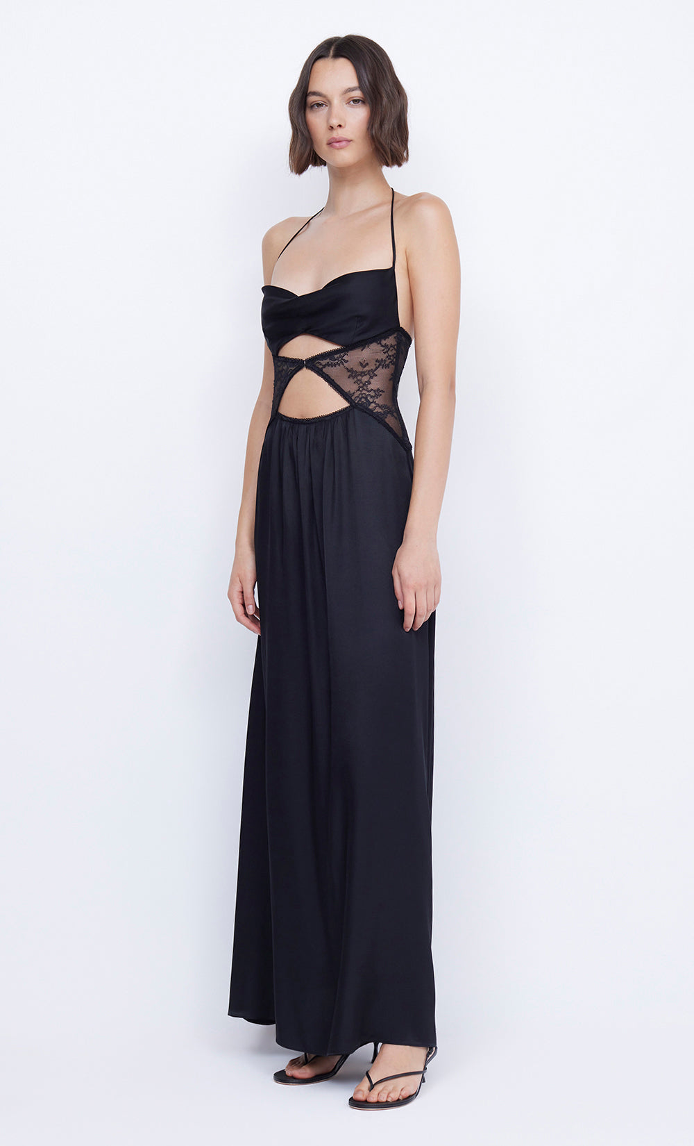 SANTAL HALTER MAXI DRESS - BLACK