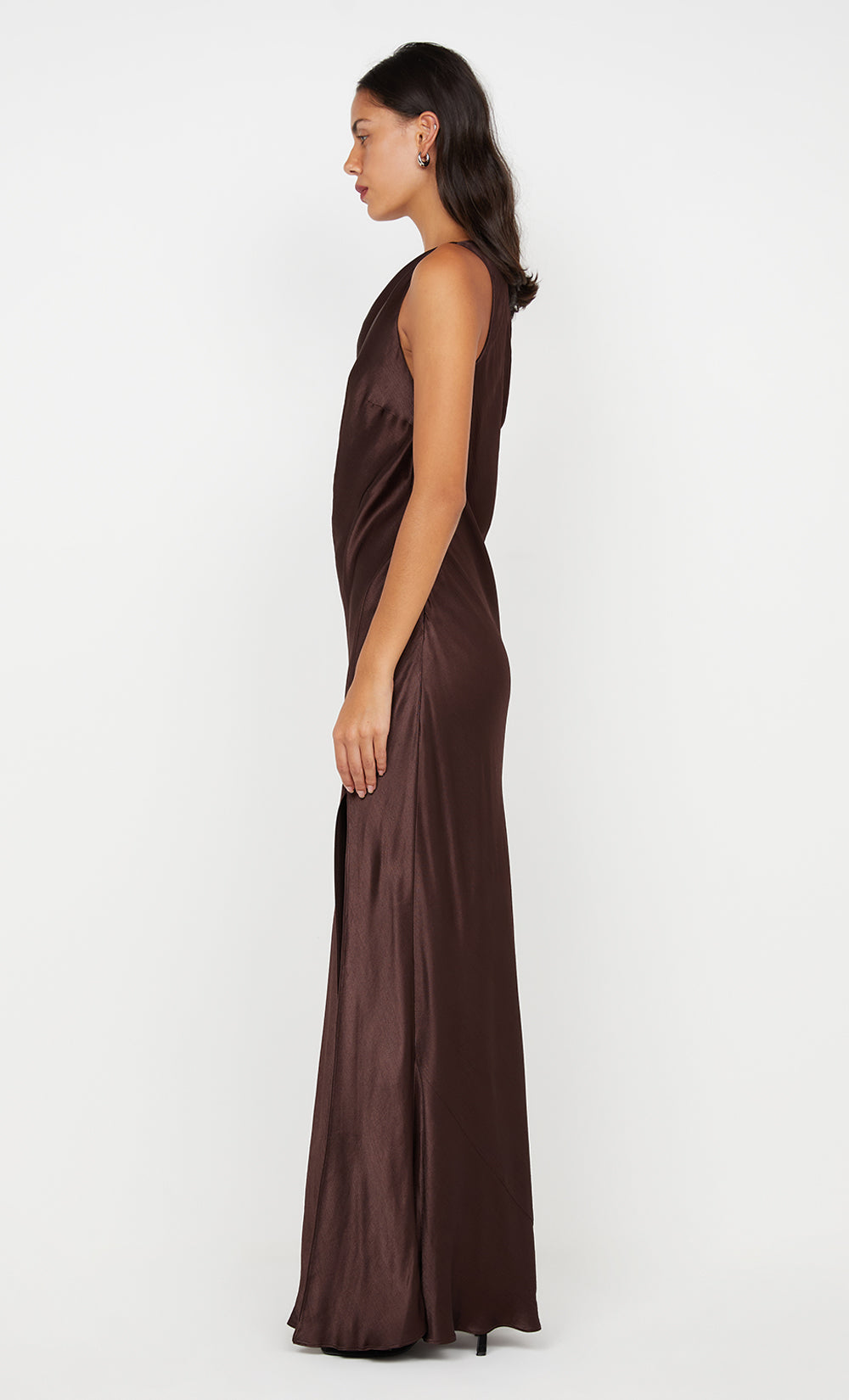 SOL ASYM DRESS - DARK CHOCOLATE