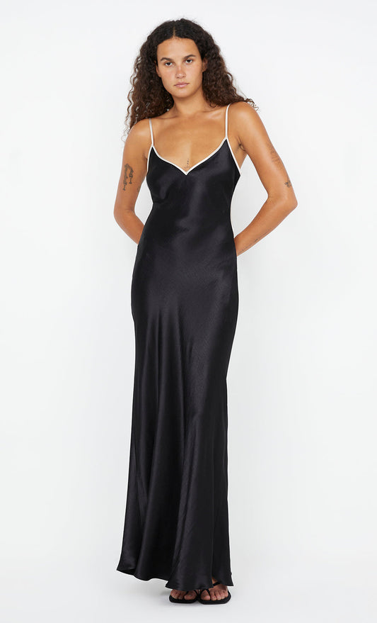 SOL TIE MAXI DRESS - BLACK/SAND