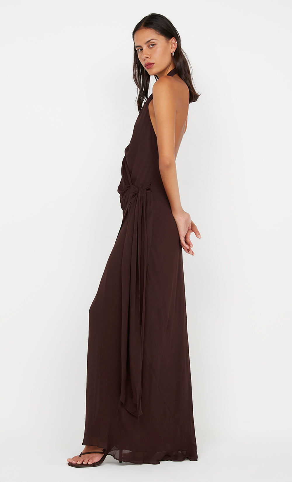 SONEVA WRAP DRESS - DARK CHOCOLATE