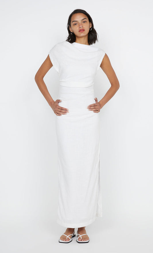 STEFFI GATHER DRESS - WHITE