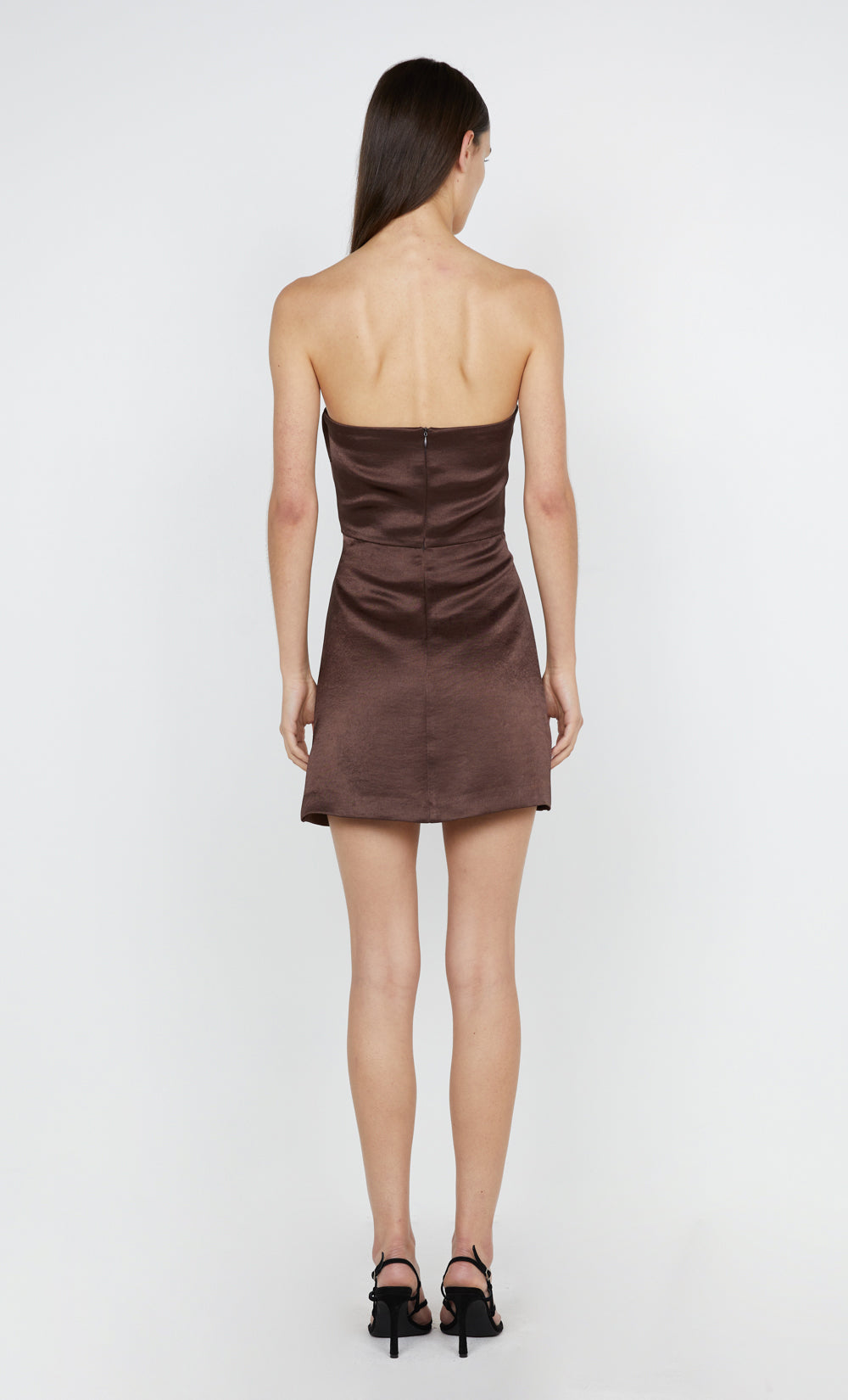 SYMONE STRAPLESS MINI DRESS - DARK CHOCOLATE