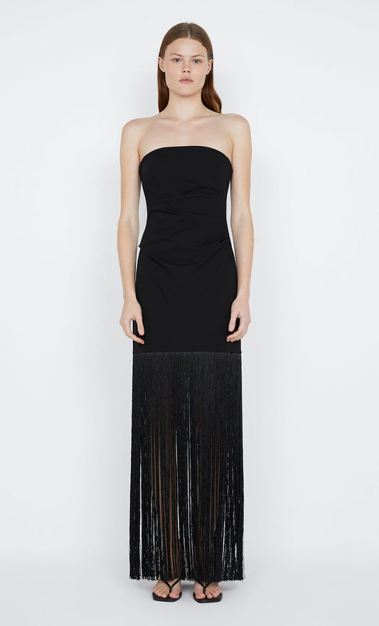 WILDER FRINGE DRESS - BLACK