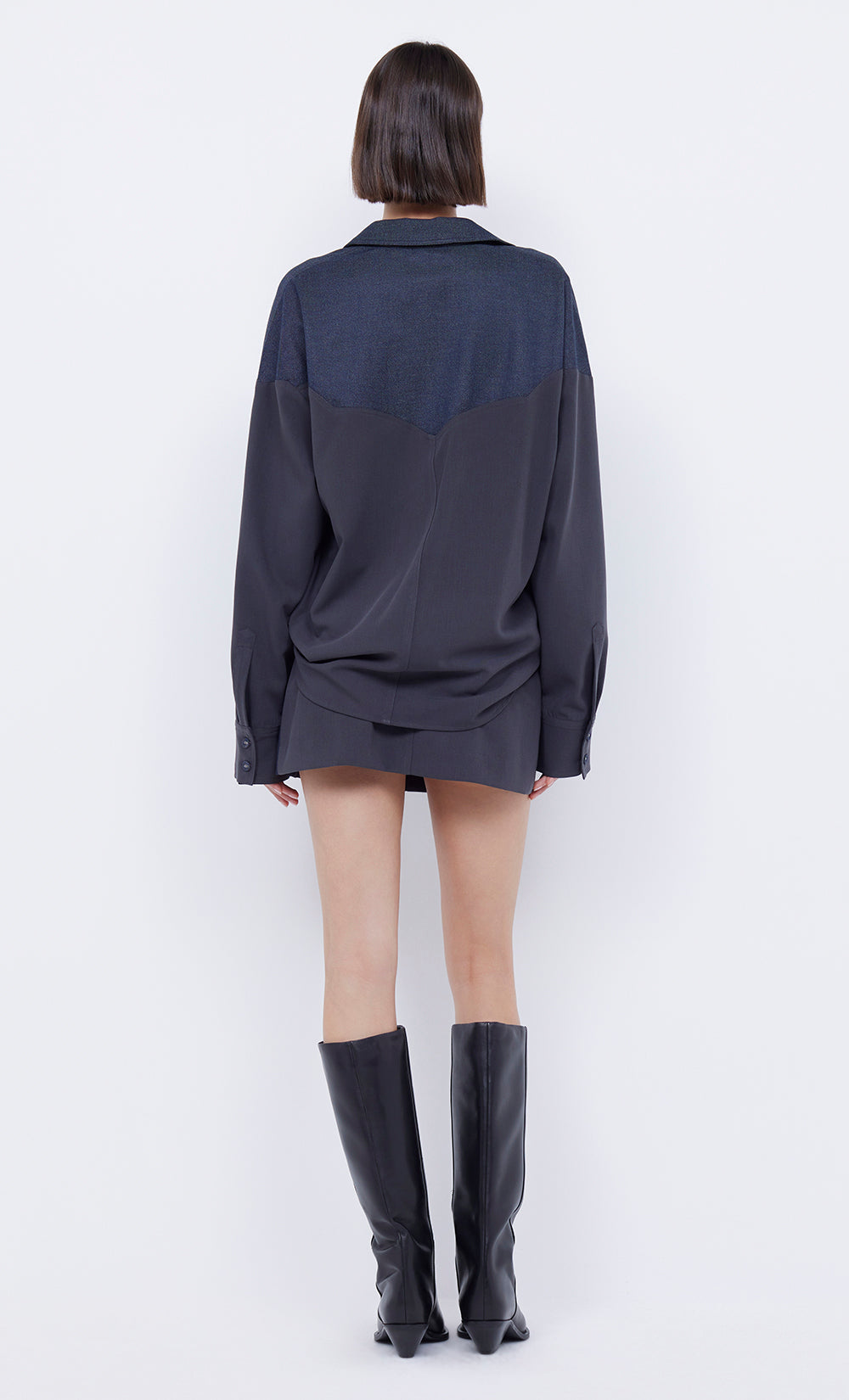 WYNONA PANELLED SHIRT - INDIGO/CHARCOAL