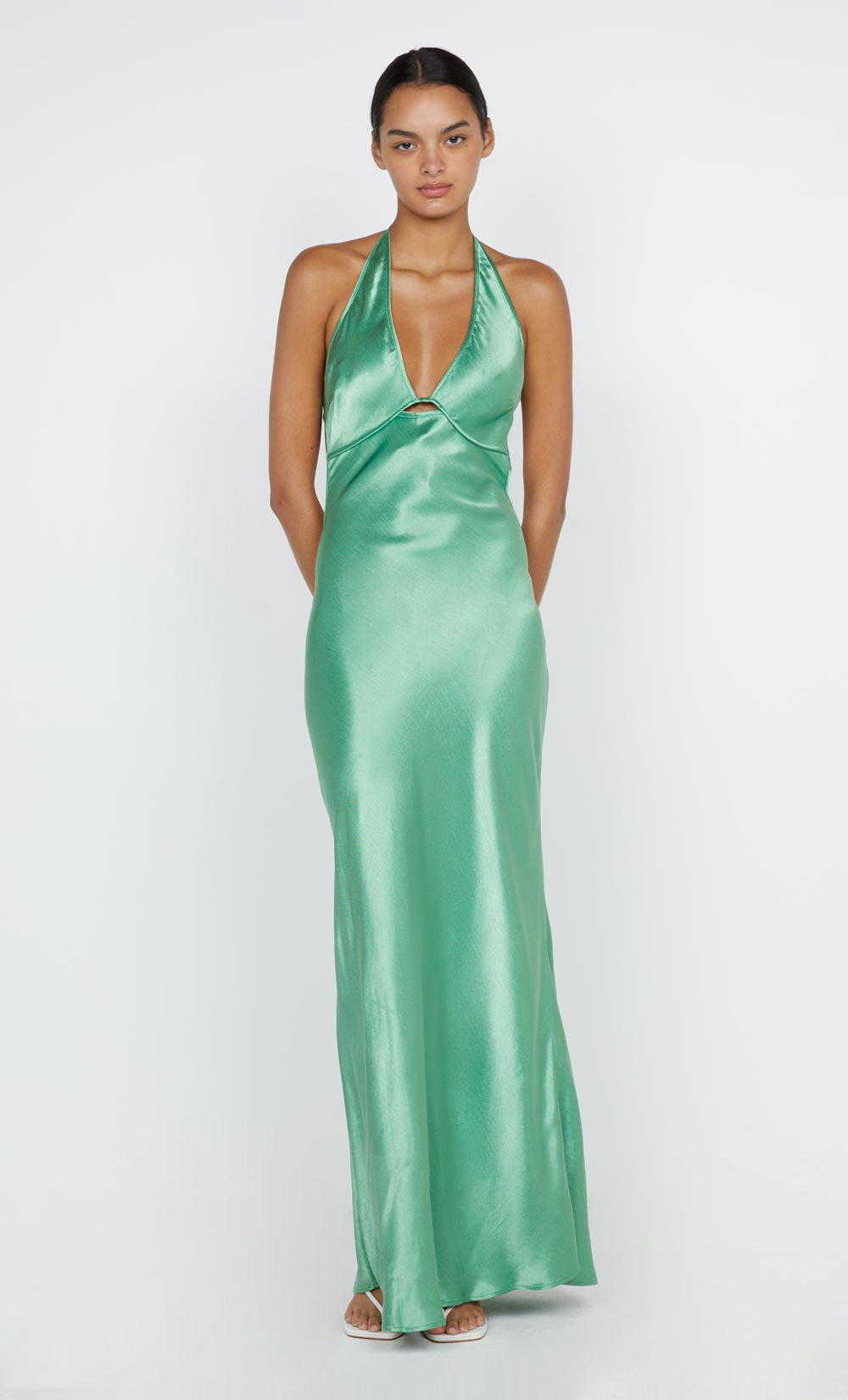 ZARIAH HALTER DRESS - GREEN APPLE