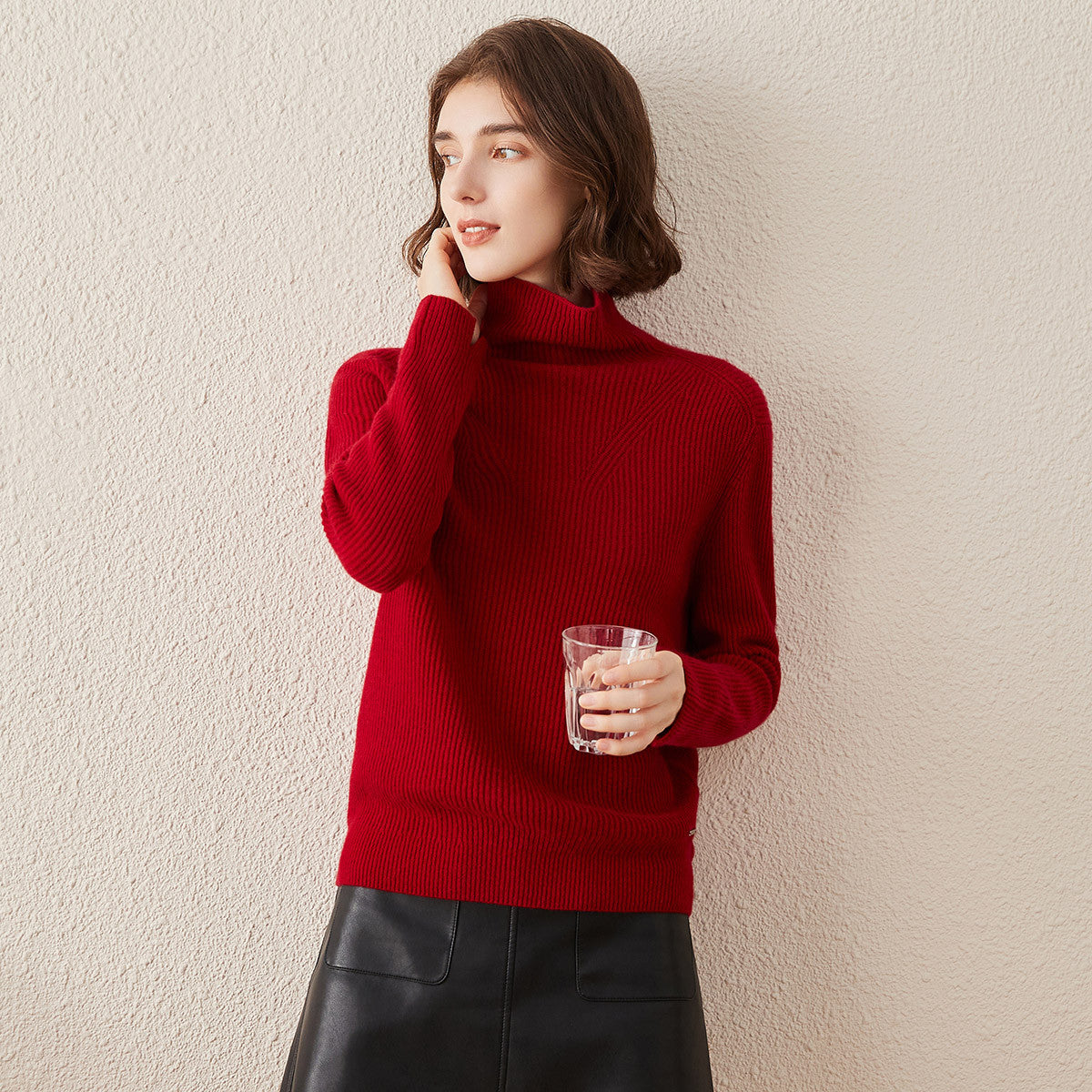 100% Cashmere Turtleneck Knitted Sweater