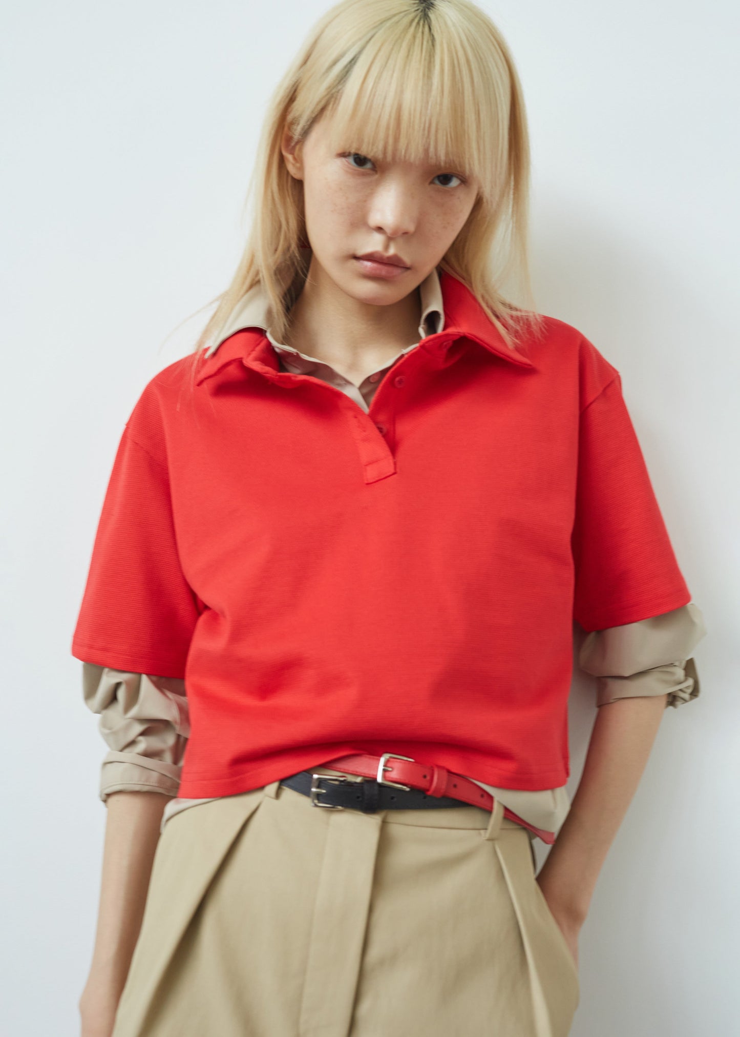 Dawson Cropped Polo - Red