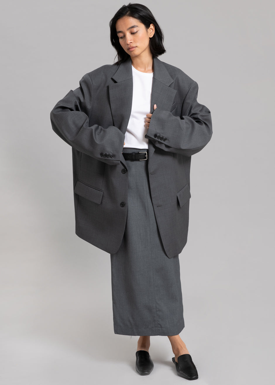 Dee Maxi Oversized Blazer - Charcoal