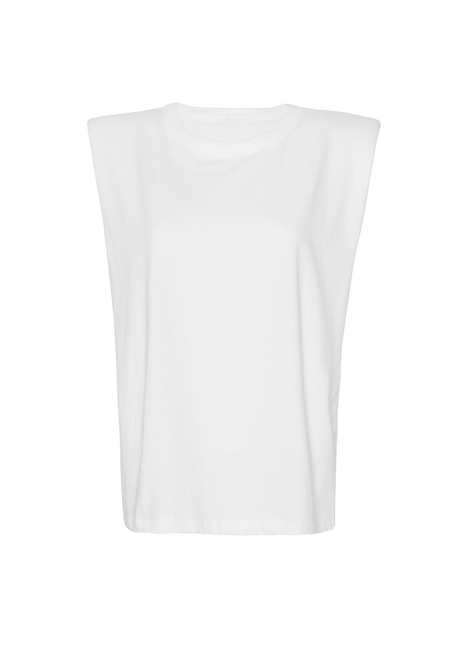 Eva Padded Shoulder Muscle T-Shirt - White