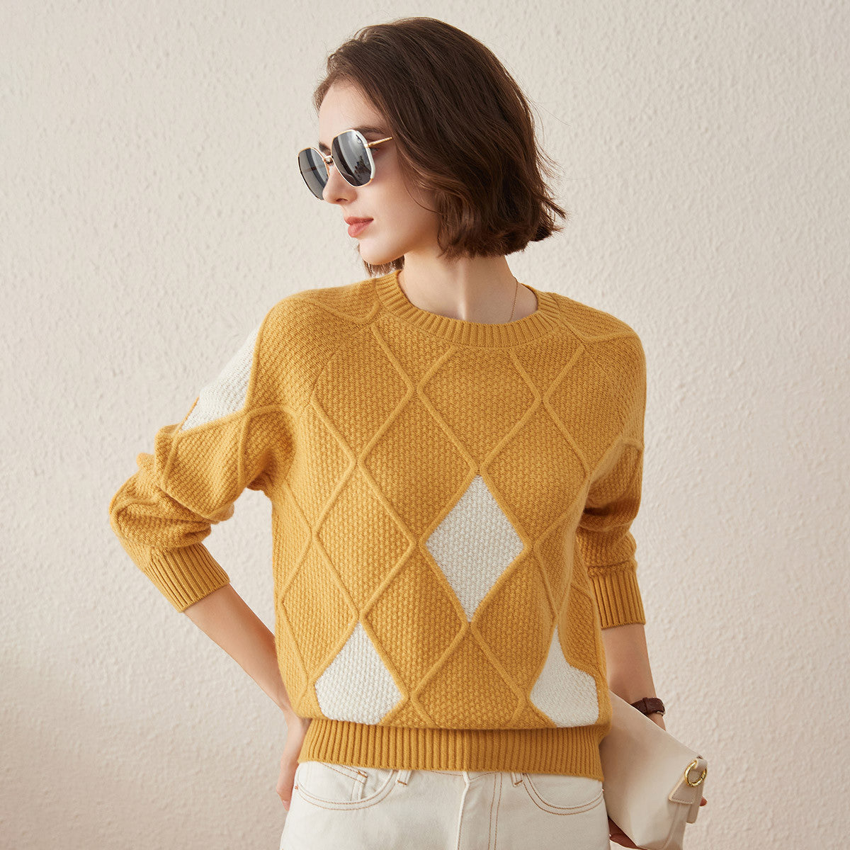 100% Cashmere Sweater with Gold&Silver Threads