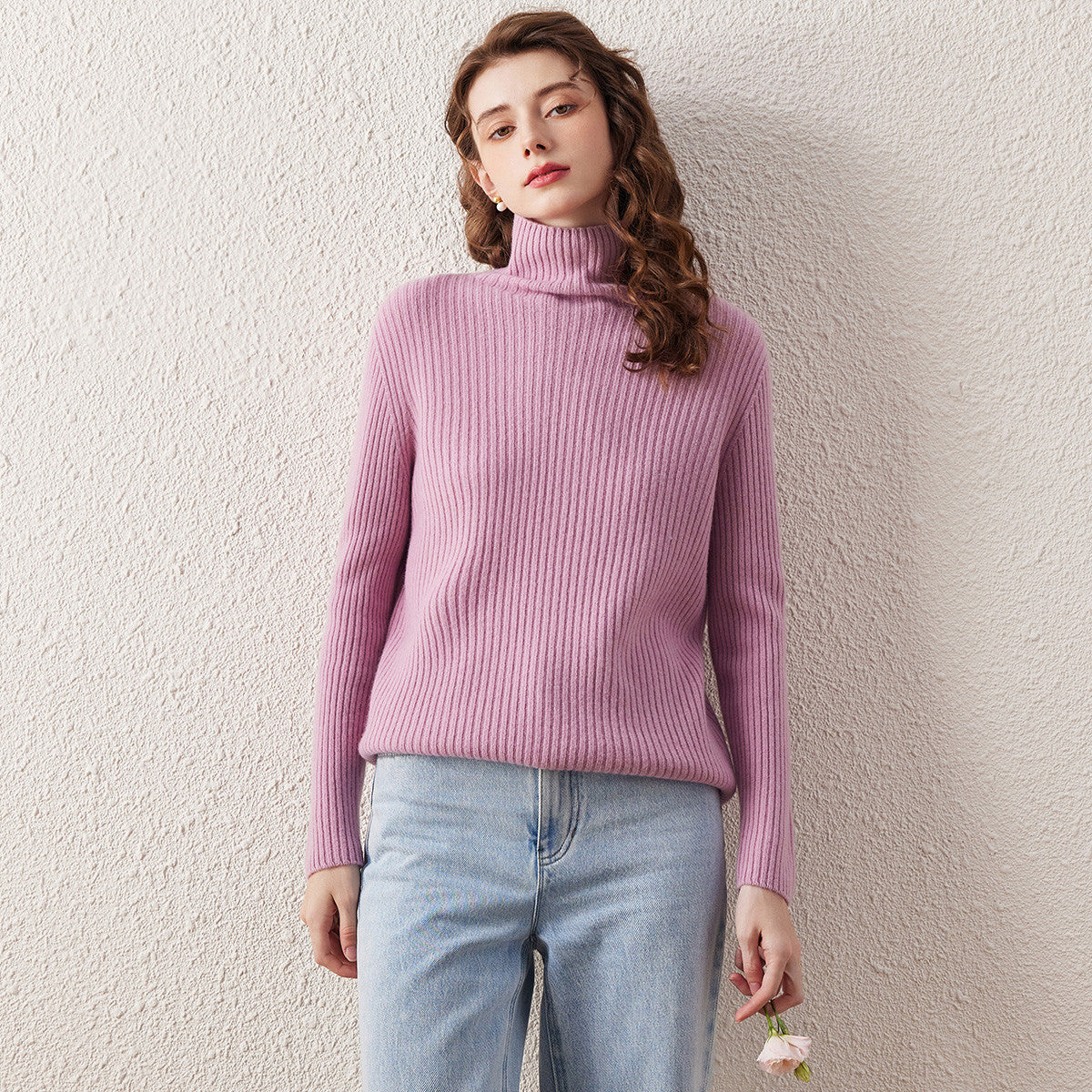 100% Wool All-in-One Knit Turtleneck Sweater