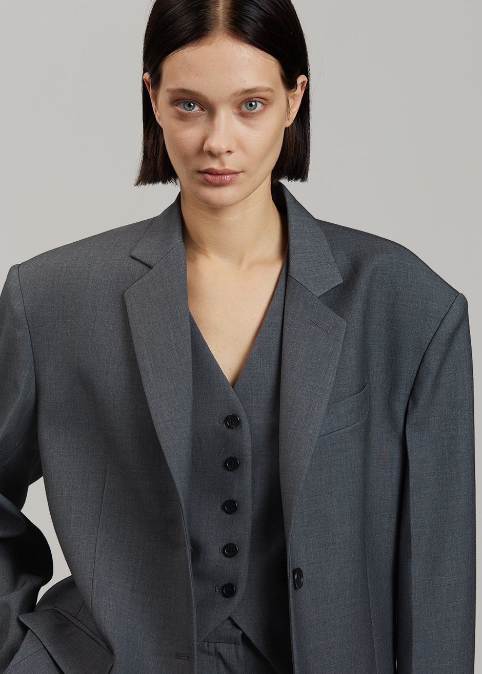 Gelso Oversized Blazer - Dark Grey Melange