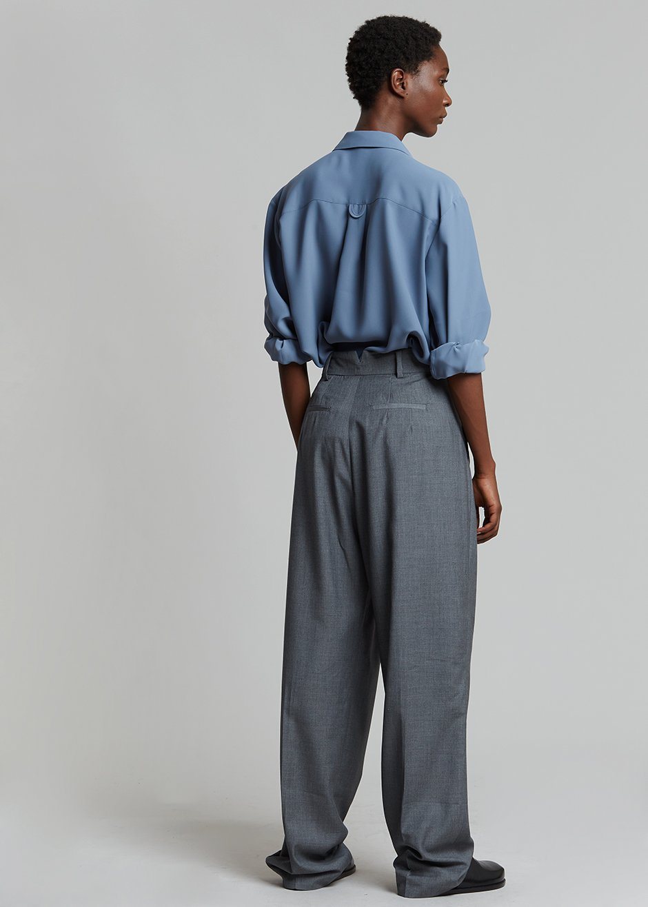 Gelso Pleated Trousers - Dark Grey Melange