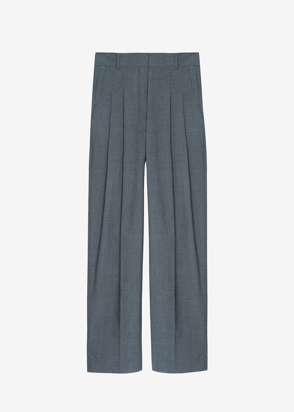 Gelso Pleated Trousers - Dark Grey Melange