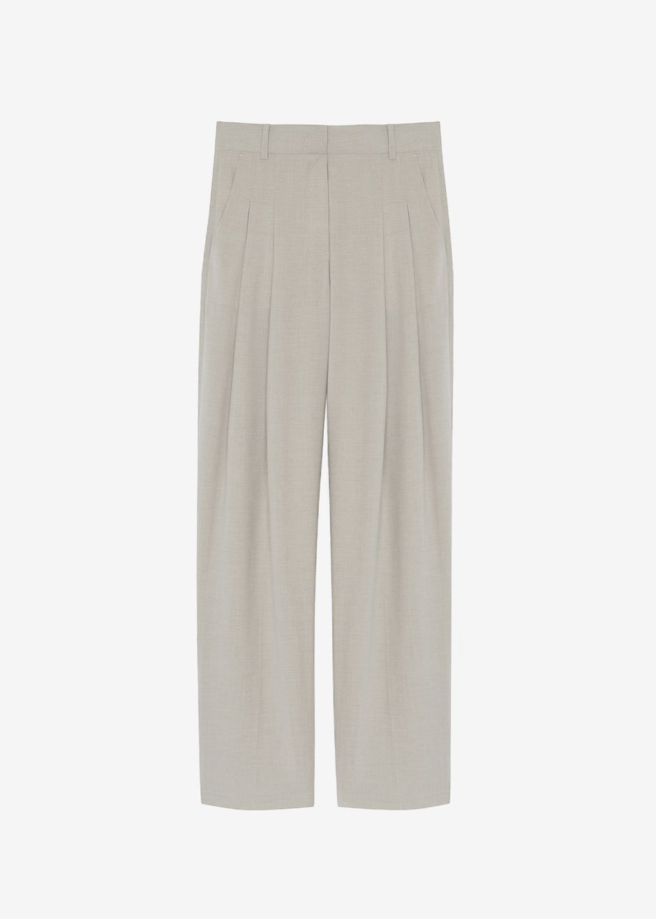 Gelso Pleated Trousers - Light Taupe Melange