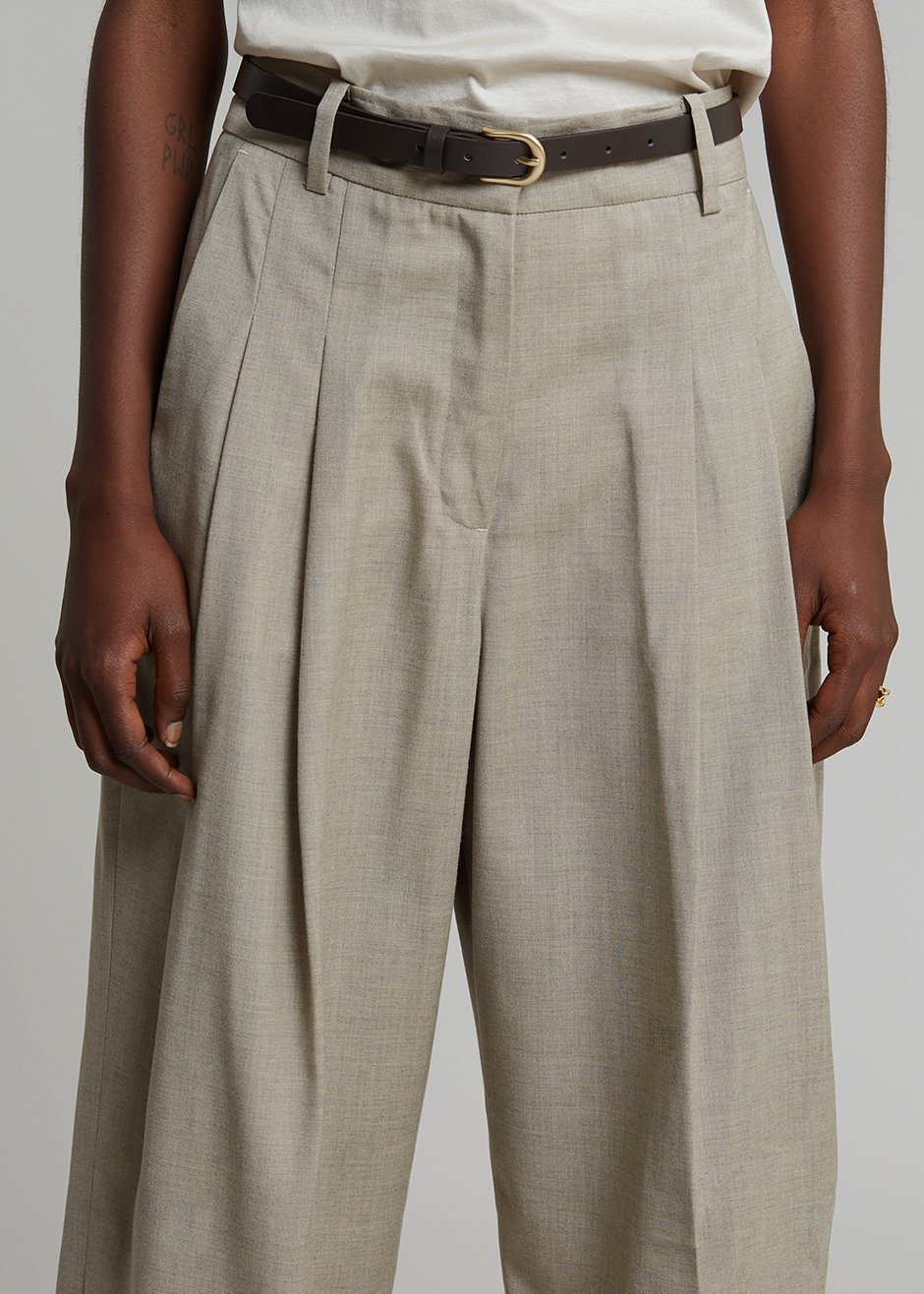 Gelso Pleated Trousers - Light Taupe Melange