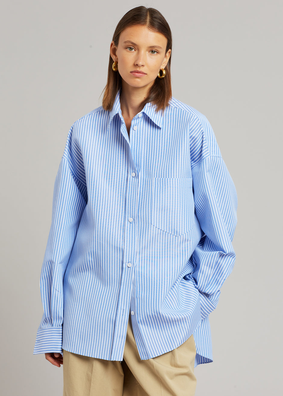 Georgia Stripe Shirt - White/Light Blue