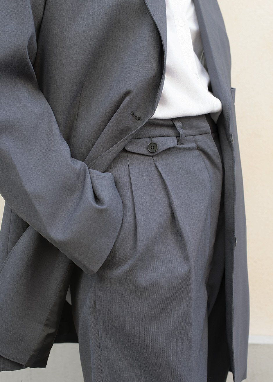 Pleated Suit Trousers - Graphite