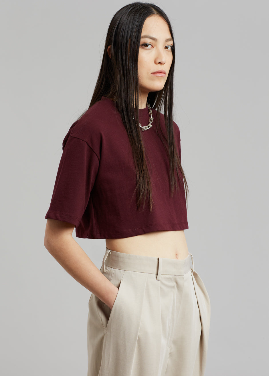 Karina Cropped T-Shirt - Bordeaux