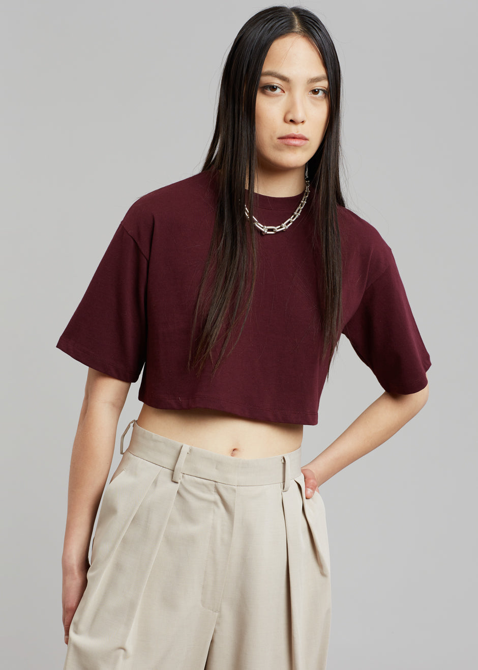 Karina Cropped T-Shirt - Bordeaux