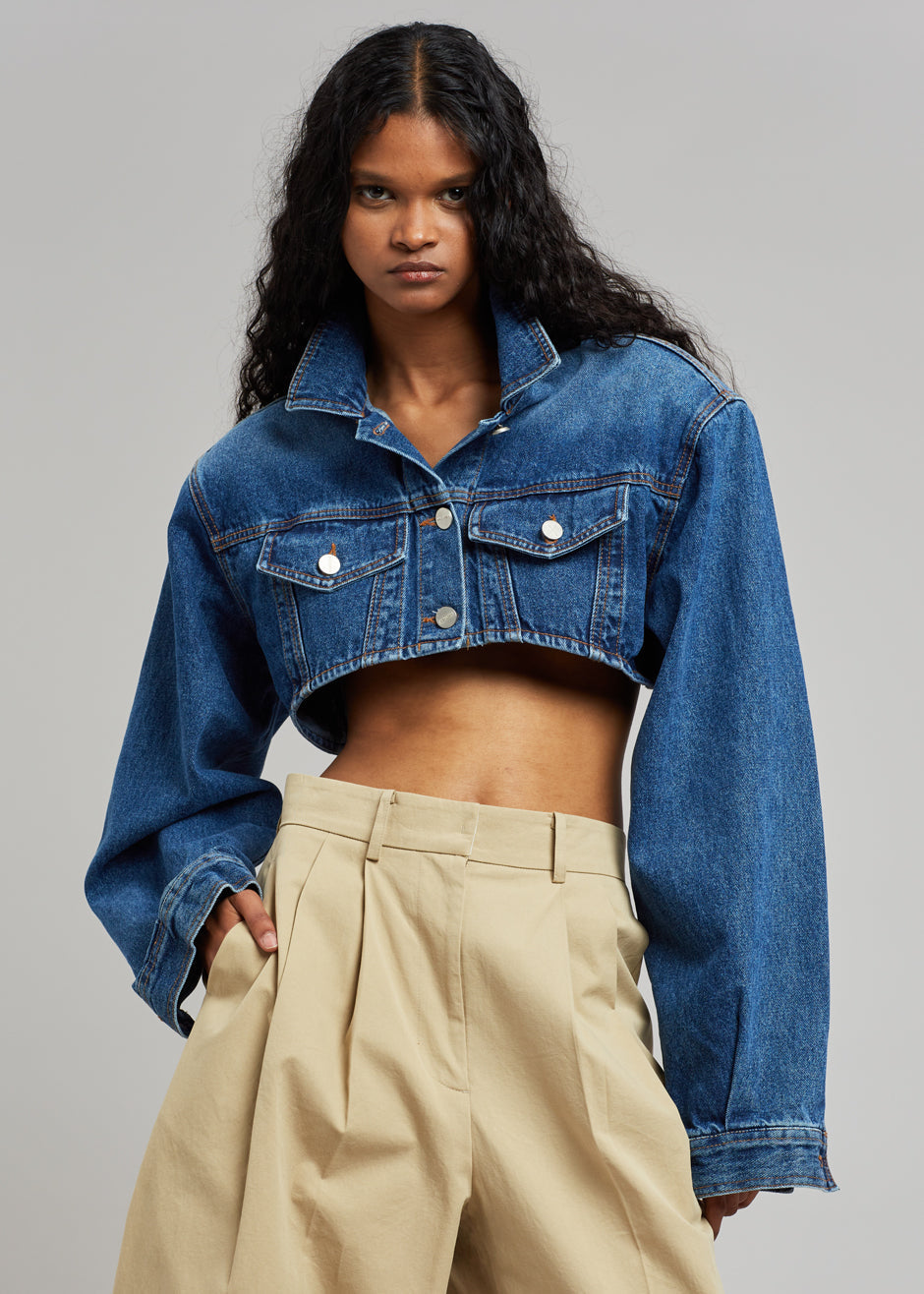 Kett Cropped Denim Jacket - Dark Indigo