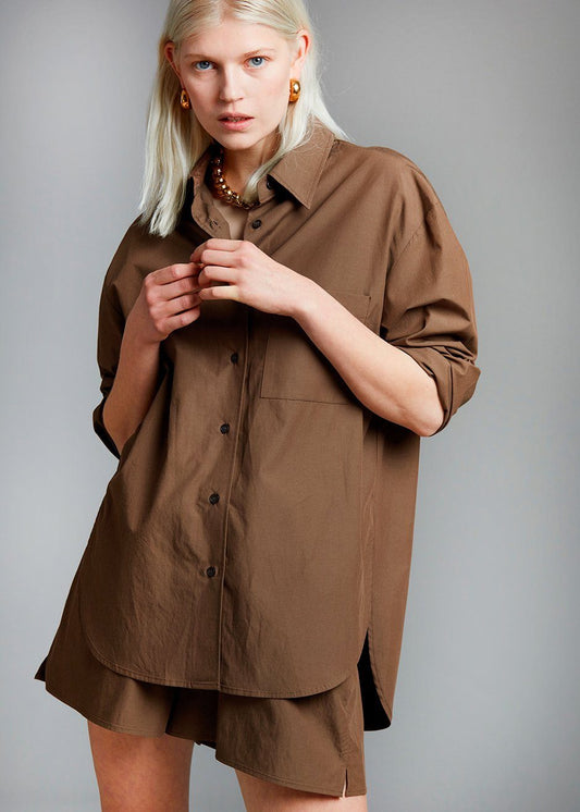 Lui Organic Cotton Shirt - Chocolate