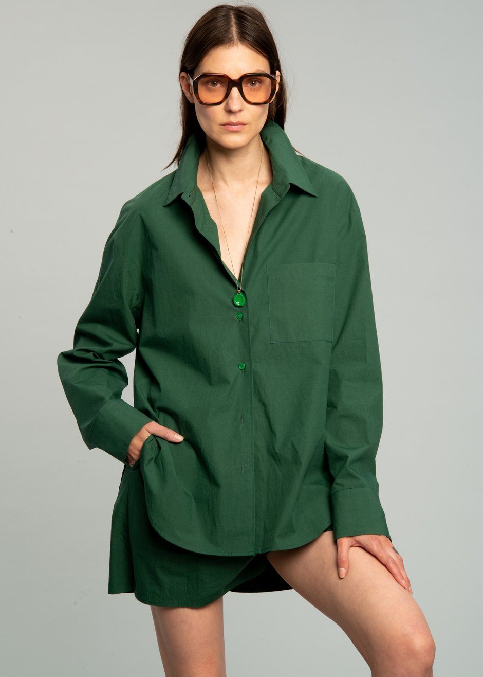 Lui Organic Cotton Shirt - Hunter Green