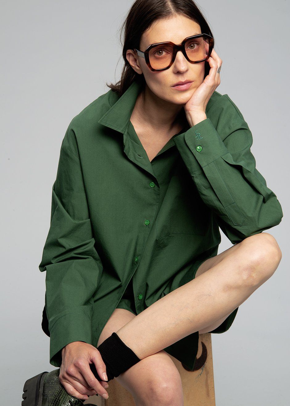 Lui Organic Cotton Shirt - Hunter Green