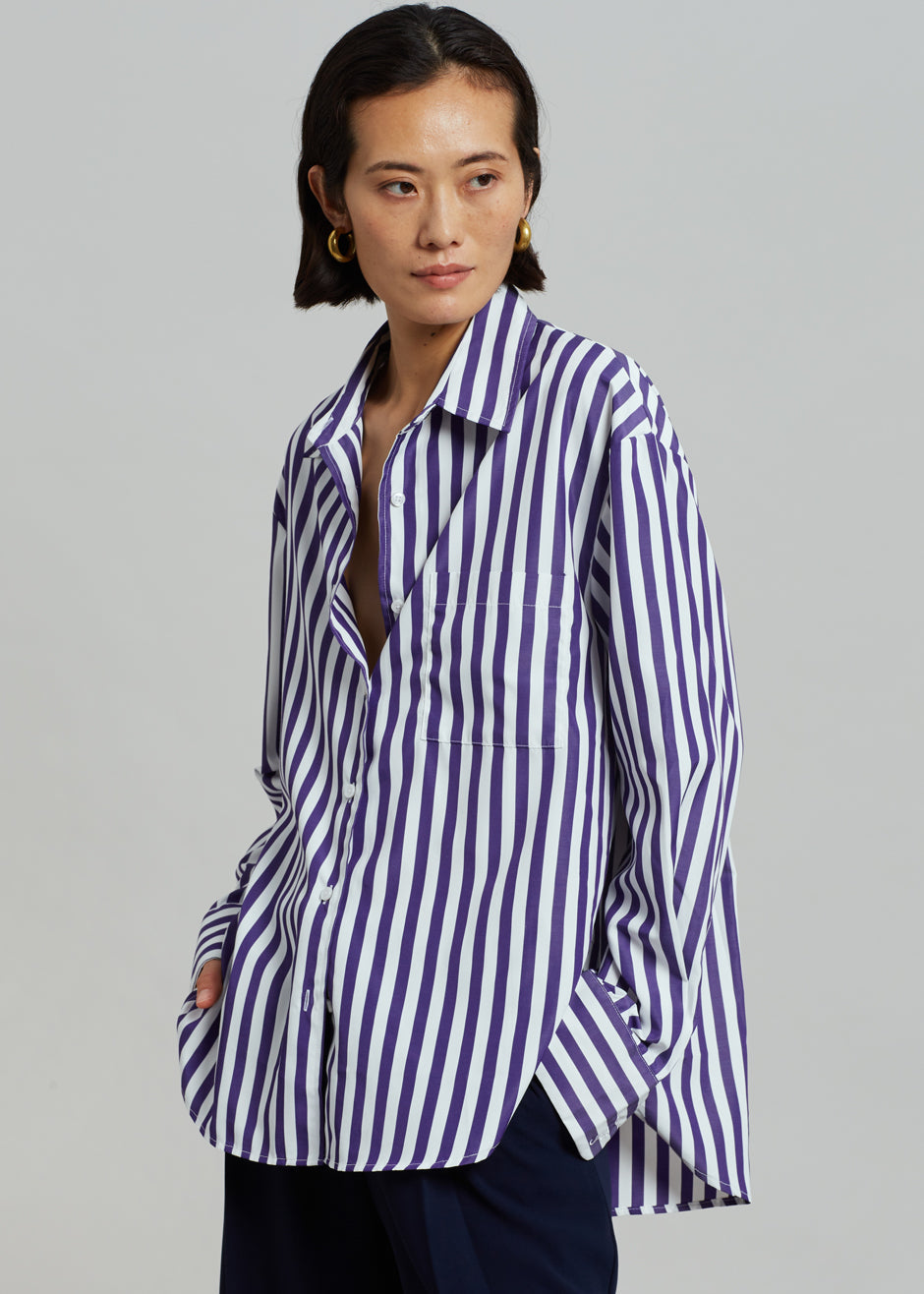 Lui Stripe Shirt - Deep Blue